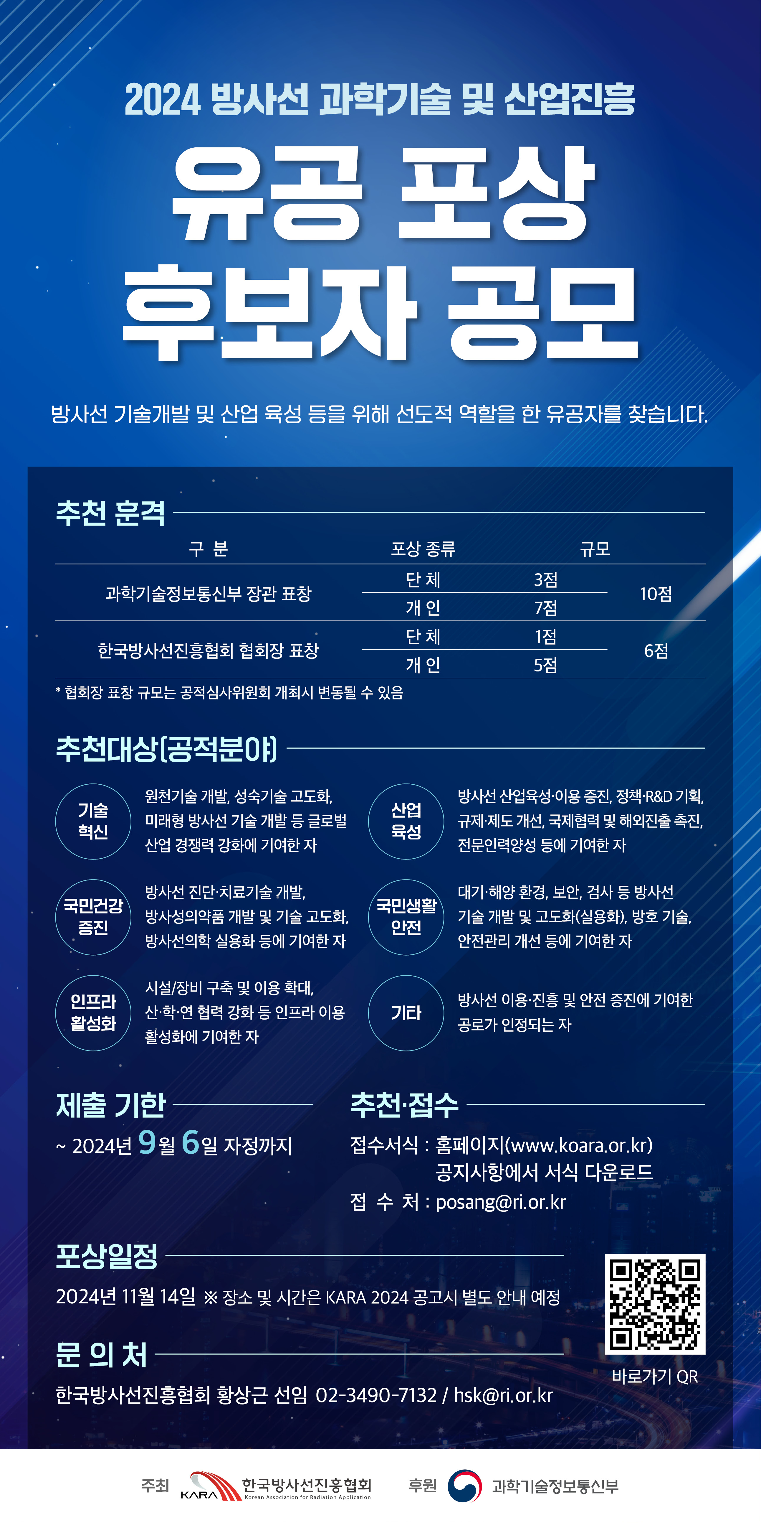 붙임2. 방사선 과학기술 및 산업진흥 유공포상 후보자 공모 포스터